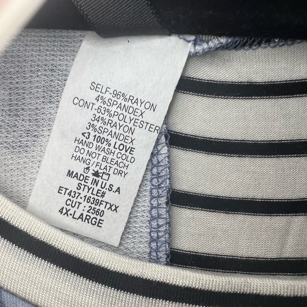 NWOT Giltzy Girlz Boutique Shirt, Plus Size, Blue & White Camo-Striped Shirt - Picture 3 of 4